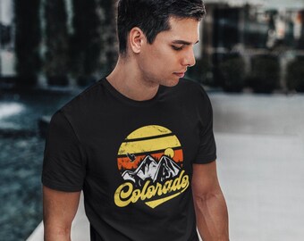 Colorado state shirt tshirt men's unisex vintage sunset retro mountains art souvenir novelty C ski sun nature hiking matching vacation trip