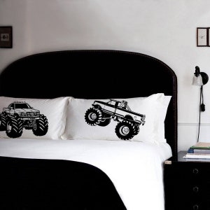 Monster Truck Pillow Cases Pillow fighting pillowcase set pillowcases pillow covers room decor, Sleepover Pillow, matching, cars