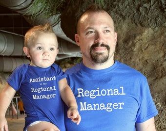 Dad and Son Matching Shirts Regional Manager Assistant to the Regional Manager father son t-shirts daddy and me new baby matching tee outfit