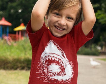 Great White Shark shirt boys Shark Tshirt red black blue monster shark unisex Girls Child Graphic Tee t-shark shirt, kid shark shirt