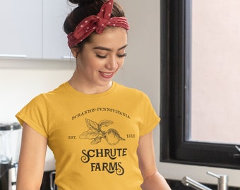 Schrute Farms Scranton funny shirt ladies tshirt Dwight Quote beets bears womens ladies t Tee Shirt  fan art short sleeve shirt Yellow Black