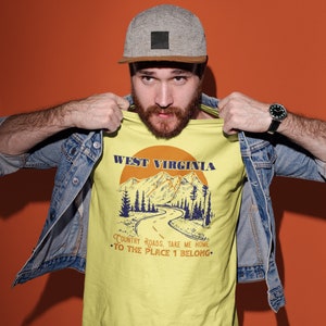 NEW West Virginia T Shirt | screen printed | state tshirt | Country Roads Take Me Home | Country Music | gamer gift | Mens unisex | cotton