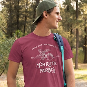 Schrute Farms Scranton funny shirt tshirt Dwight Quote beets bears men's unisex fan screenprint art outdoor novelty nature matching vacation