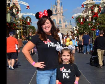 2 Shirts- disney fan Mommy and Me Minnie Shirts, Matching Shirts, Minnie Me, Disney Shirts Outfit Mother Daughter womens girl FREE SHIPPING!