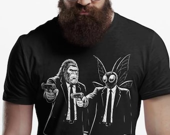 Sasquatch The Mothman pulp fiction Parody T-Shirt, Retro 90s Cryptid Shirt, Funny Horror Fans men's tshirt, comic con bigfoot fan poster tee