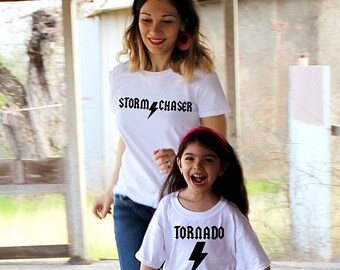 Mother Child Shirt Set funny TORNADO and STORM Chaser ™ mommy and me t-shirt set rock star shirt mother daughter son clothes All Sizes!