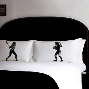 Girls Softball pillow covers softball pillowcase set batter pitcher sport ladies womens soft ball Gift room decor cotton Queen Size case