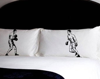 Boxing pillow case set PILLOW FIGHTING boxers rocky inspired there's a champion in all of us boys bedding room decor movie