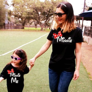 Minnie and Minnie Me, Mommy and Me disney vacation Matching Shirts, Mother Daughter Outfit, Mama Momma womens ladies tees image 1