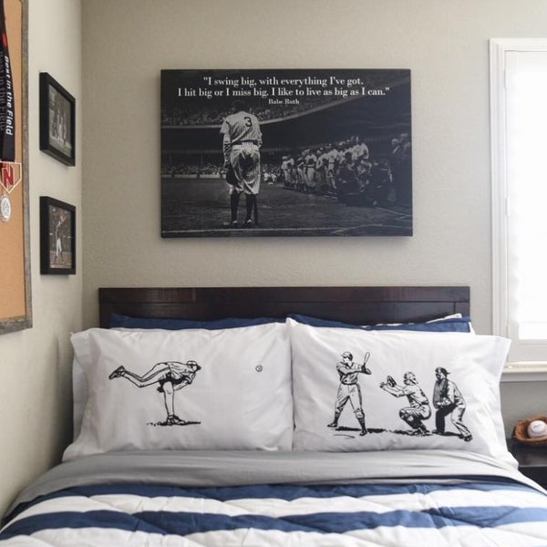 Baseball Pillow Case Set, Batter vs Pitcher Pillowfight Cotton Set