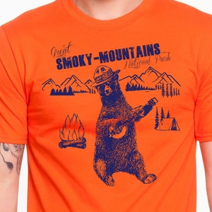 The Great Smoky Mountains National Park Mens T Shirt Smokey the bear vintage Grizzly Bear nature Hiking camping Funny CampingScreen Printed image 3