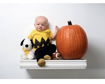 cartoon charlie yellow black zig zag kids boy peanuts toddler retro halloween costume shirt vintage t shirt tee shirt 6m youth 7 brown