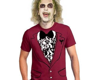 Men's Tuxedo Zombie Halloween Costume Shirt Easy Party Tee