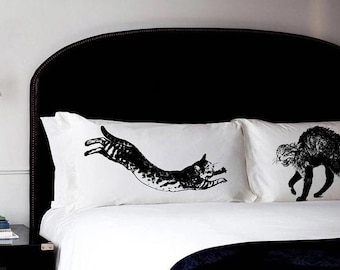 Cat Cotton Pillowcase Set Catfight Pillow fighting Case Set