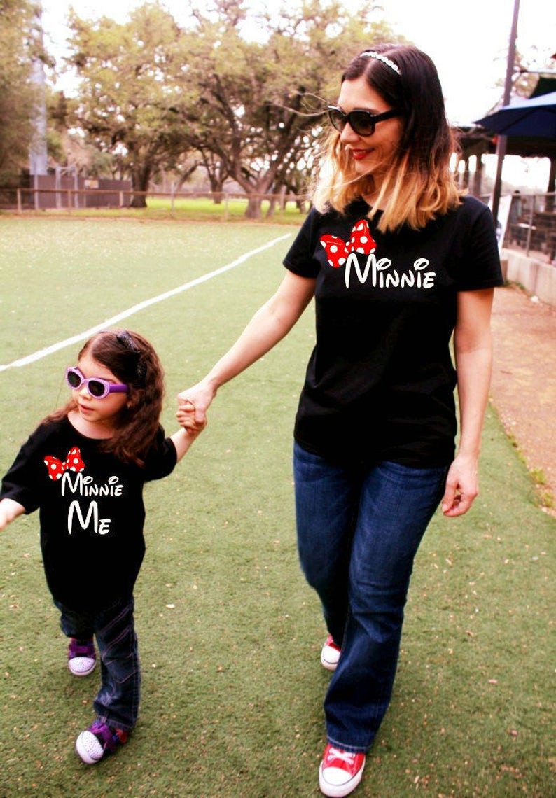 Minnie and Minnie Me, Mommy and Me disney vacation Matching Shirts, Mother Daughter Outfit, Mama Momma womens ladies tees image 1