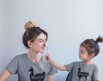 Funny! Mama Llama Drama Shirts Matching T-shirts Gift for Mom Shirts Llama Baby Tshirts T Tee Infant Toddler Child Women Mommy Kid Girl Boy