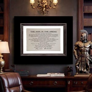 The Man in the Arena, Theodore Roosevelt Quote, canvas art poster print, vintage wall hang, room decor home gift for, Man In The Arena Quote