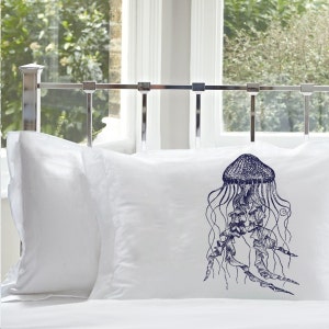 Jellyfish Cotton Pillowcase | Nautical Decor | Coastal Decor | Nautical Bedding | Jellyfish | Cotton Pillowcase | Beach Decor