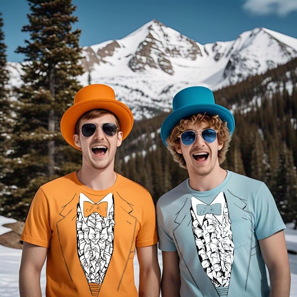 2 Shirts- Harry & Llyod fan art, Prom Tuxedo t-shirt, Graduation suit, Funny Halloween Costume Shirts, Tuxedo men's tshirt, bachelor party