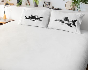 2 PILLOW FIGHTING Jet Dogfight pillowcases fight film vintage UNIQUE Black room decor fan art pillow case dog fight airforce army marines
