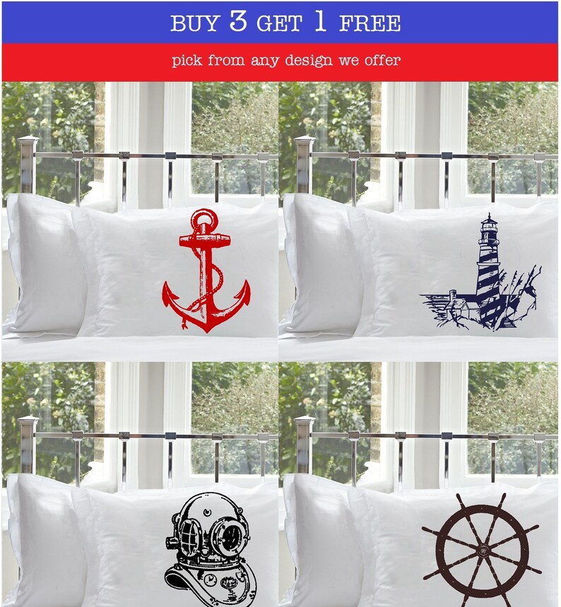 Buy 3 Get 1 Free Nautical Pillowcase Pillow Case Cover Bedding Etsy