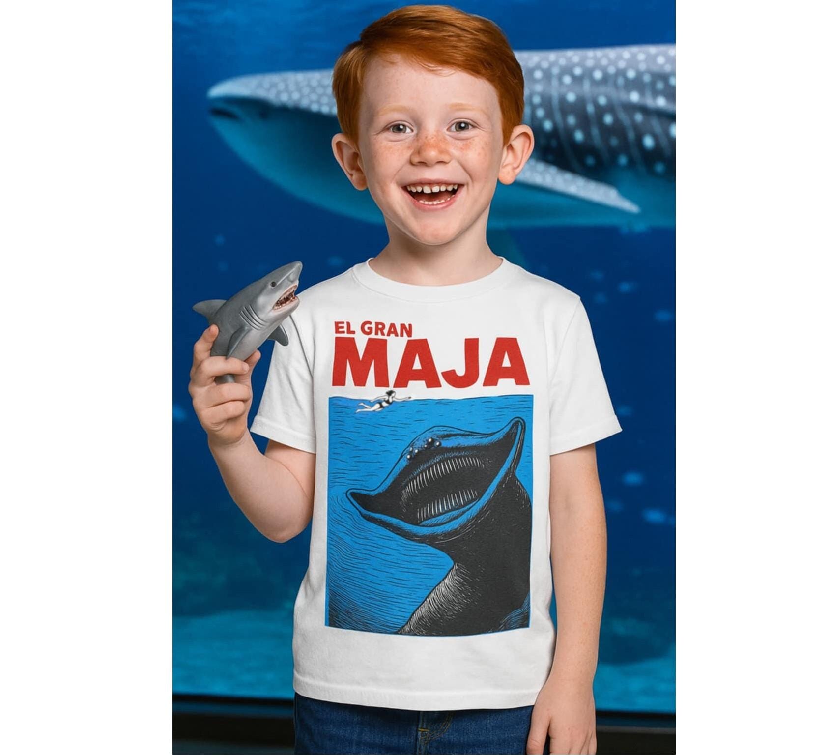 El Gran Maja shirt, El Gran Maja shark, jaws parody boys t-shirt, child graphic tee, scp fan, gaming gift toy Gamer, the bloop, 096 3000 049