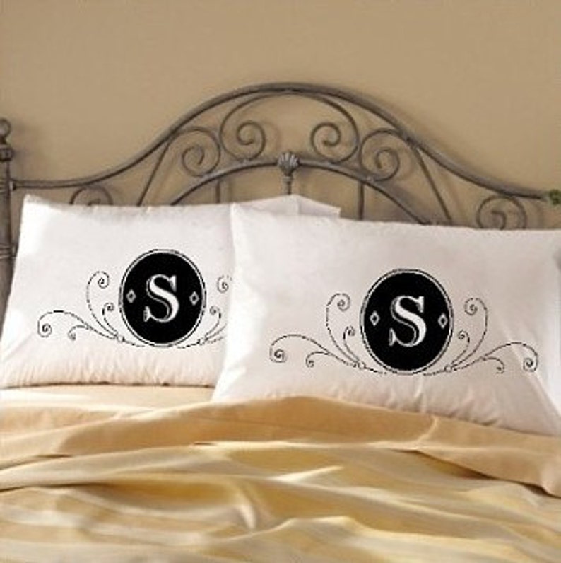 Fancy Deluxe Letter Monogram Pillow Case Screen Printed House Etsy