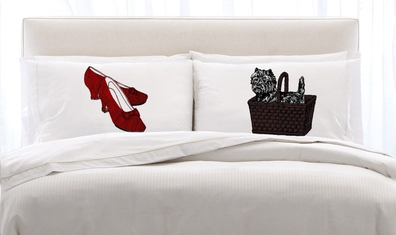 Pillowcase Set Ruby Red Slippers & Toto Dog pillowcase pillow cover case todo high heel shoes great retro oz fan girl of bedroom decor image 1