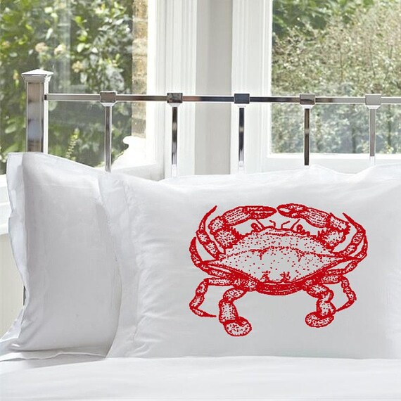 Crab Pillow Cover Coastal Decor Nautical Beach Theme Bedding Queen