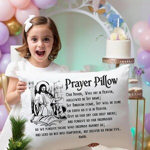 First Holy Communion Gift • Jesus Prayer Pillow • For Goddaughter Godson Baptism • Christening Gift From Godparents • Our Father • boy girl