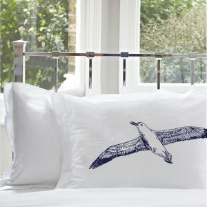 Sea Gull Pillow Cover Coastal bedding Queen Size Cotton or King Size Cotton Poly Nautical Decor Seagul Pillowcase Ocean Beach Vacation House