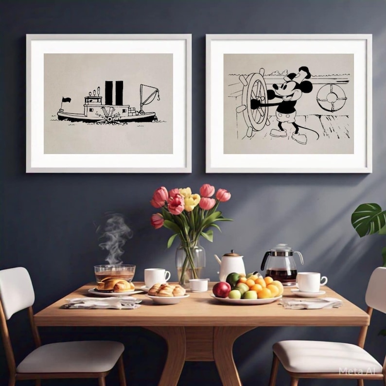 steamboat willie mickey mouse wall art prints for... Mickey Mouse - Steamboat Willie - Mickey Mouse Poster Vintage Canvas ...