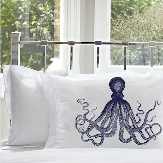 Pacific Octopus Pillow Cover Coastal Decor Queen or King Size