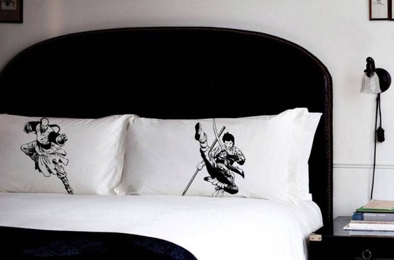 Kung Fu Pillowcases Pillow Fight Set Martial Arts Decor Pillowcase Set Warrior Boys Room Decor Tai Chi Gift Black Standard Pillow Case New Etsy Canada