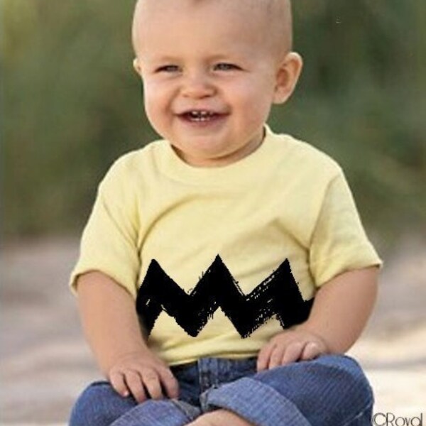 Verkauf - Größe 7 Cartoon Charlie Gelb schwarz ZickZack Kinder jungen Mädchen Kinder Erdnüsse BABY Säugling FUNNY braun T-shirt Kostüm