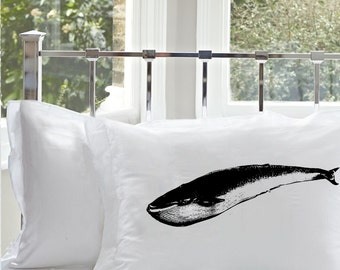 Funda de almohada de ballena azul, de algodón, con decoración náutica, costera, de playa, de viaje y oceánica.