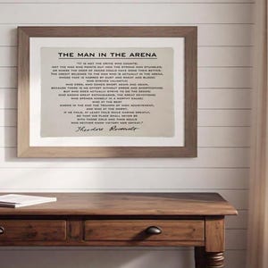 The Man In The Arena Sign, Office Decor, Theodore Roosevelt Quote, Office Wall Art, Man in the Arena, Inspirational Quote, Print, Home Decor
