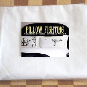 Baseball Pillow Case Set, Batter vs Pitcher Pillowfight Cotton Set image 4
