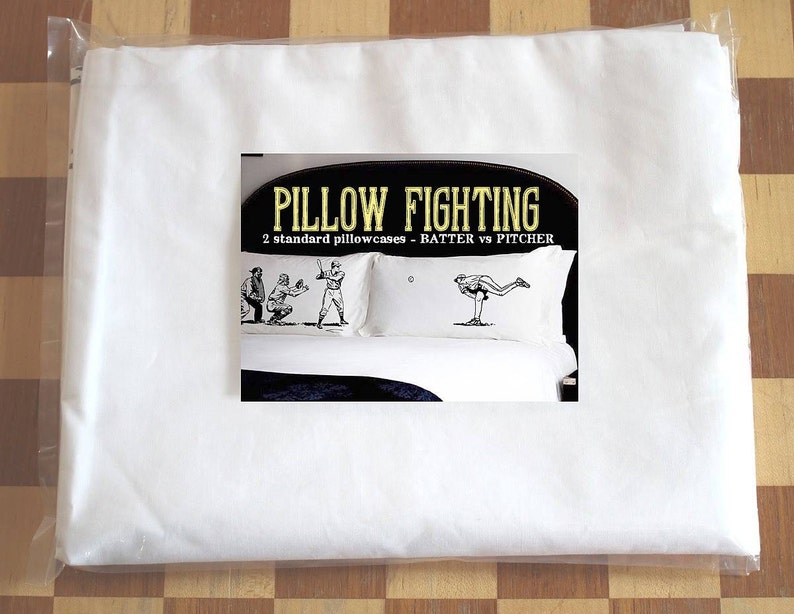 Baseball Pillow Case Set, Batter vs Pitcher Pillowfight Cotton Set image 4