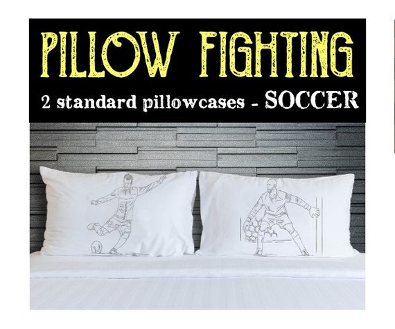Two Pillow fighting Football pillowcases Running back vs Defense room decor case