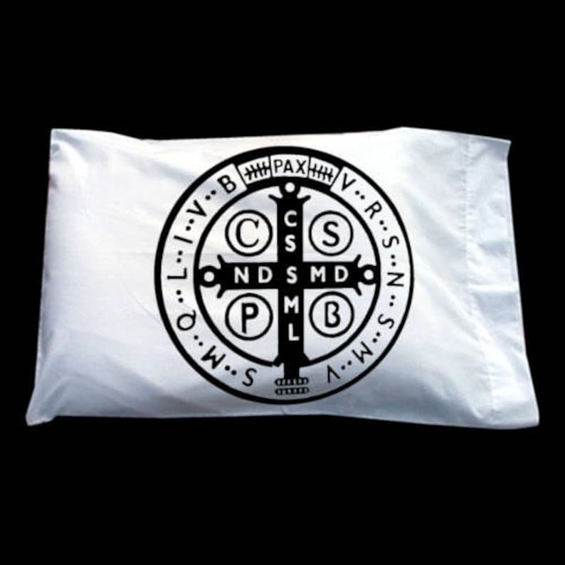 Catholic Catholic Prayer Benedict Saint Benedict Medal Pillowcase Sale One Prayer Pillow 1 St Cotton Pillowcase