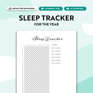 SLEEP Tracker Yearly - PRINTABLE Journal Page - Planner Page - Track Sleep - Sleep Log - Sleep Analysis - Sleep Quality - Sleep Cycle