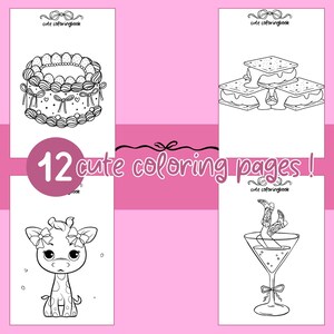 Niedliches Malbuch PDF für Erwachsene | Kokette-inspirierte druckbare & digitale Malseiten | Selbstfürsorge und Kreativität |  Malbuch