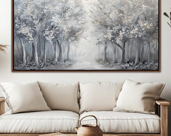 Winter Nature Landscape Wall Art, Snowy Tree Wall Decor, Modern Farmhouse Canvas Art, Landscape Large Canvas Print, Living Room Canvas Decor