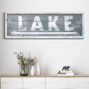 Lake House Sign, Lake Entryway Canvas Print, Rustic Lake Wall Art, Vintage Lake Wall Decor Gift, Modern Lake Cabin Sign, Housewarming Gift