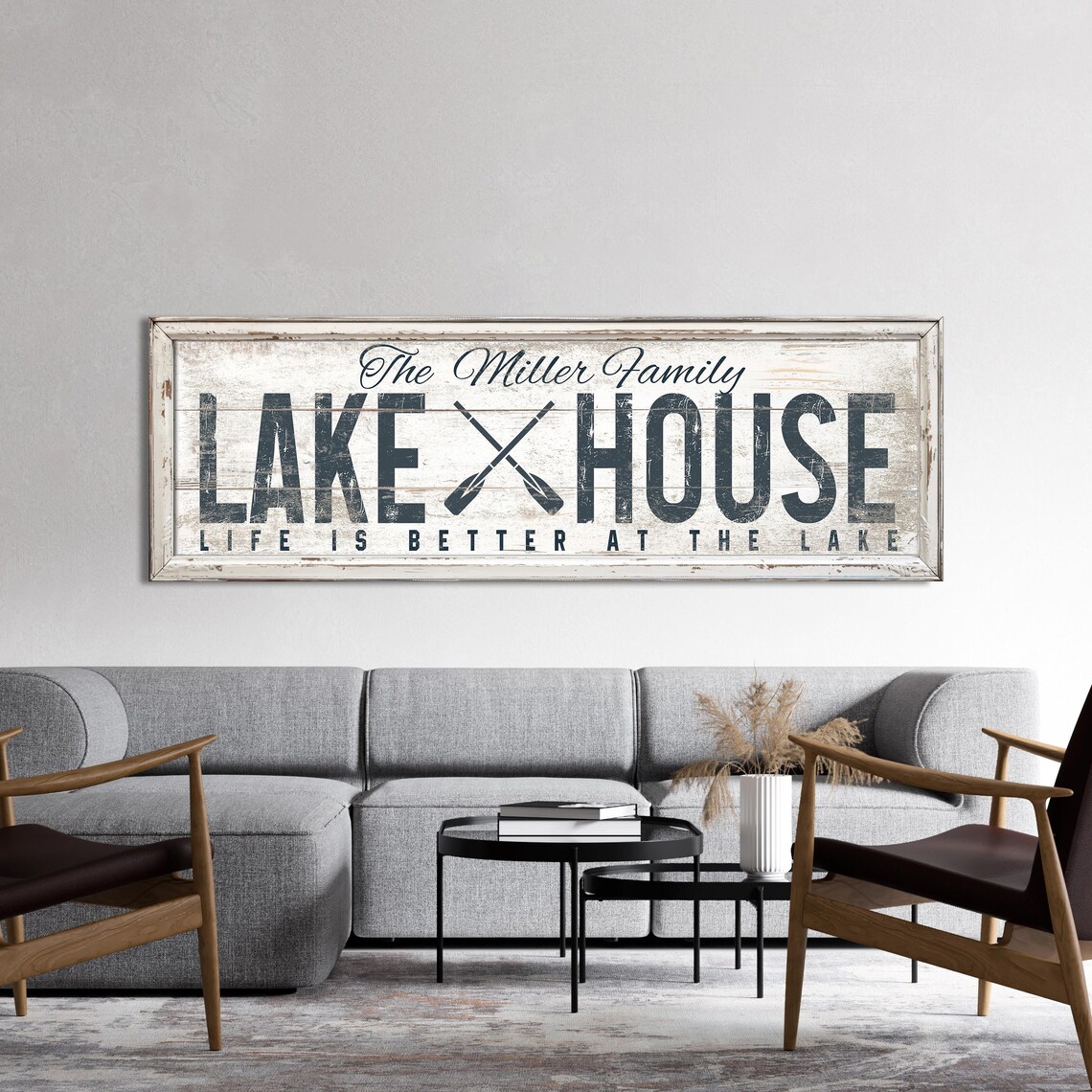 Personalized Lake House Sign With Family Name, Custom Lake House Canvas ...