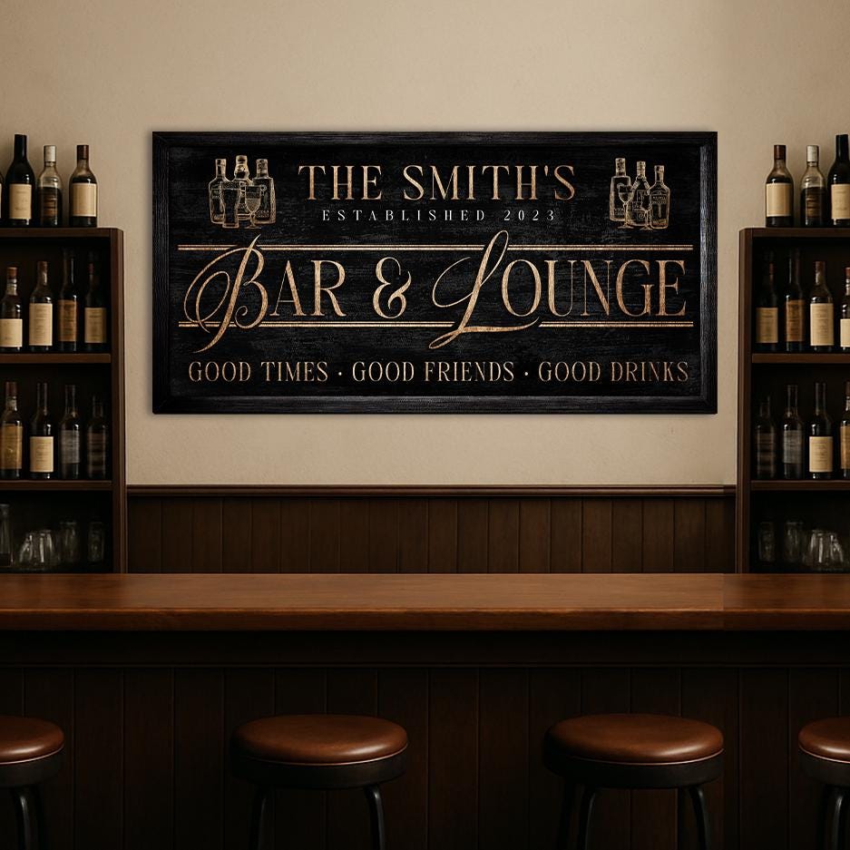 Custom Bar Wall Art, Personalized Bar and Lounge Canvas Art, Decorative ...