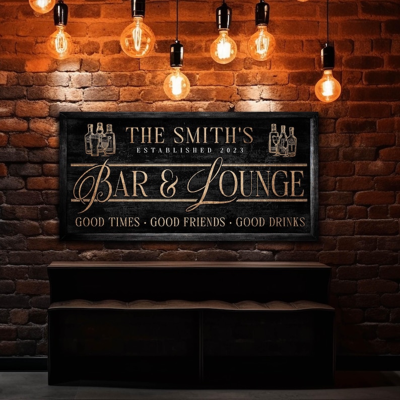 Custom Bar Wall Art, Personalized Bar and Lounge Canvas Art, Decorative ...
