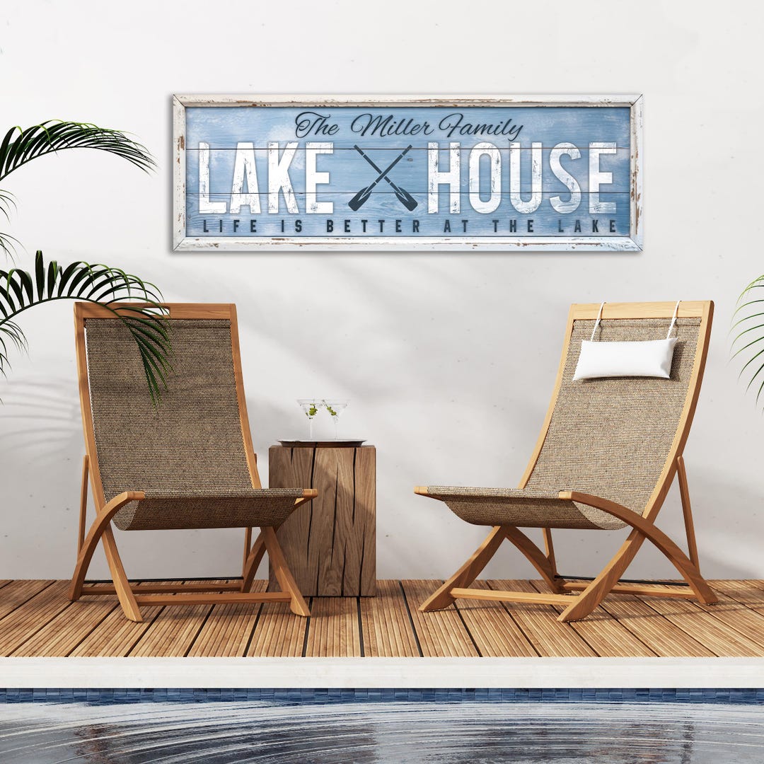 Custom Lake House Wall Decor, Personalized Lake House Sign With Family ...