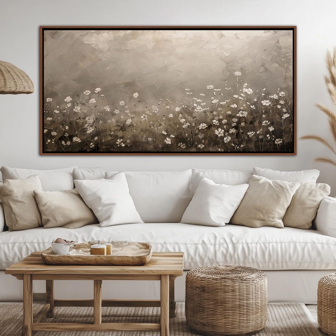 Wildflower Abstract Framed Wall Art, Botanical Floral Canvas Art ...